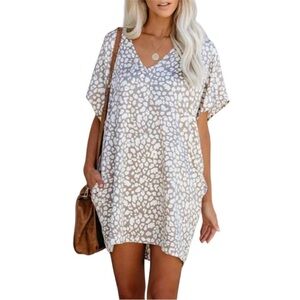 By Together Taupe and White Patterned Blouse